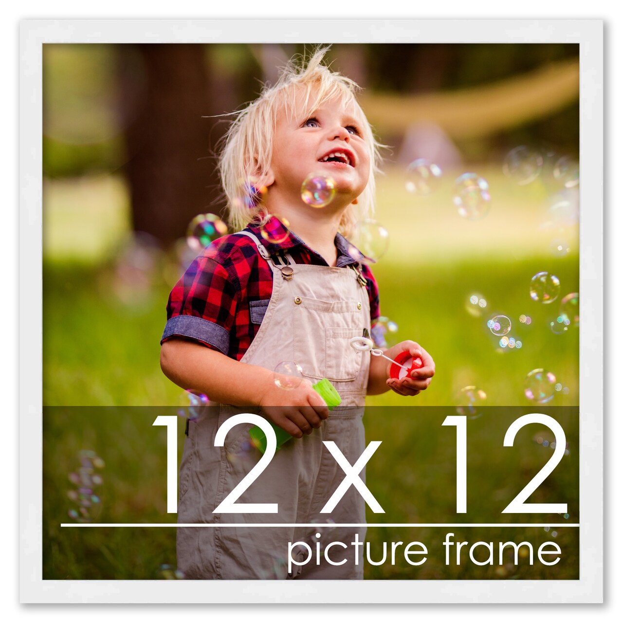 Square Classic Modern White Picture Frame - UV Acrylic, Foam Board Backing, Hanging Hardware